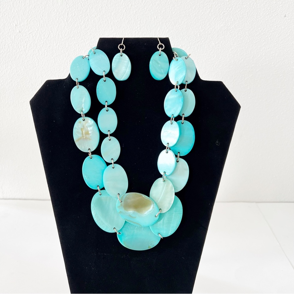 Turquoise Shell Earring and Necklace Set